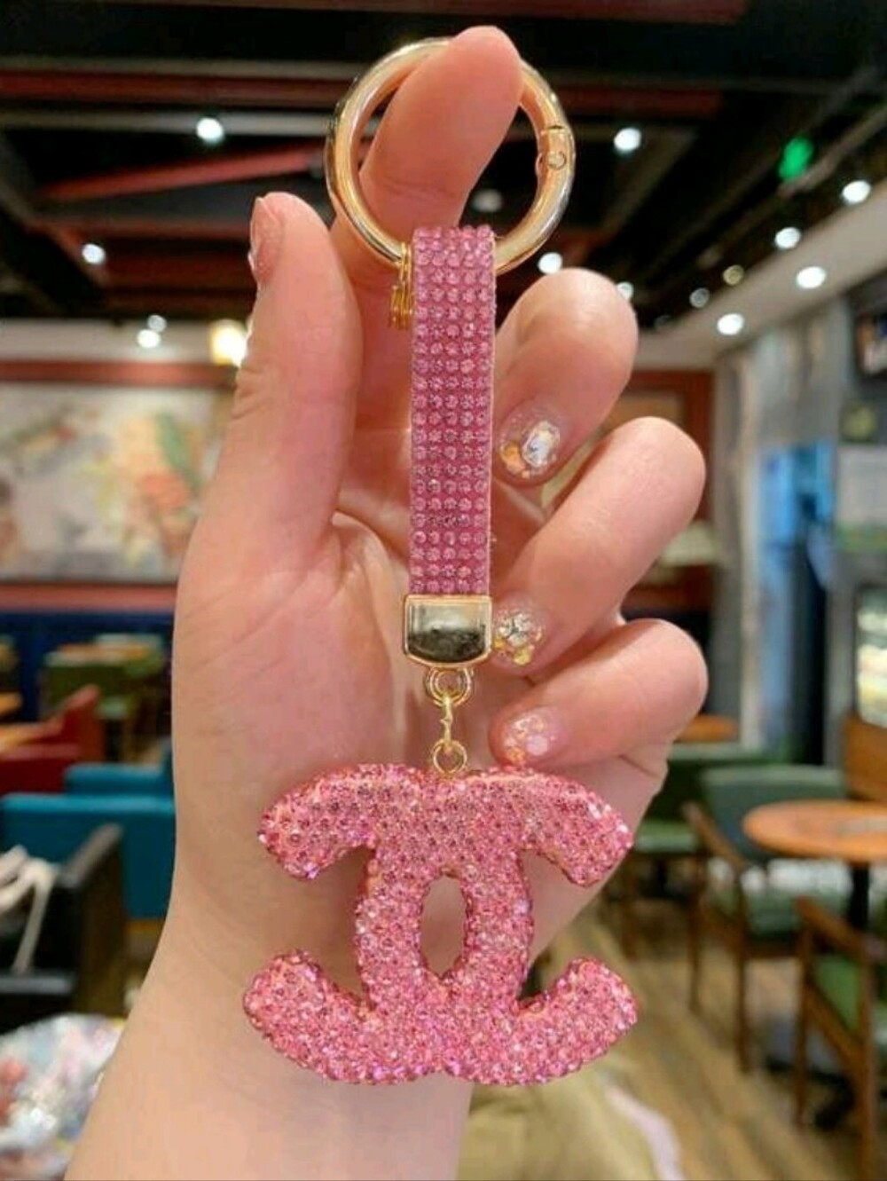 Sparkley Rhinestone Keychain Purse Tote Bag Charm